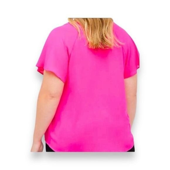 Torrid Women’s Short Sleeve V Neck Georgette Cage Front Flowy Blouse, Size 2X - Picture 3 of 10